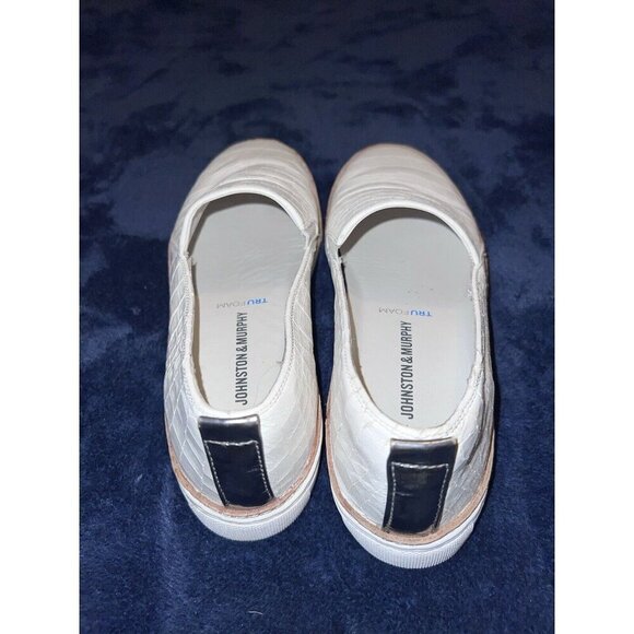 JOHNSTON & MURPHY Callie Slip On Sneaker White Croc Embossed Leather Women 7M - Picture 11 of 13
